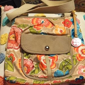 Floral Beige Crossbody Bag